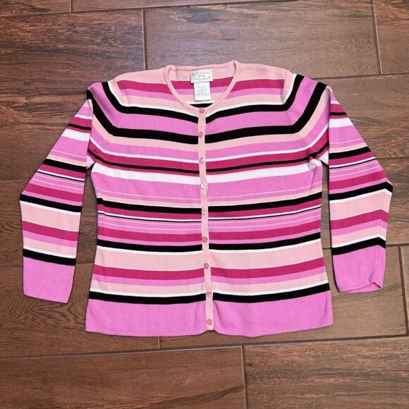 Designers Originals Petite Spring Stripe Cardigan 100% Cotton Size PM - Picture 1 of 6